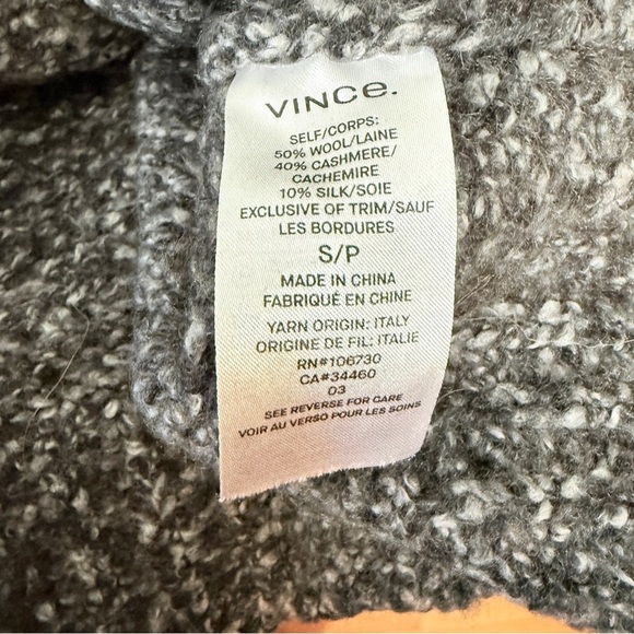 Vince Marled Gray Wool Cashmere Silk Blend Sweater - Picture 3 of 4